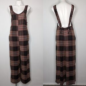 NWT Intimately Free People Feels Good To Be Plaid orange brown jumper XS